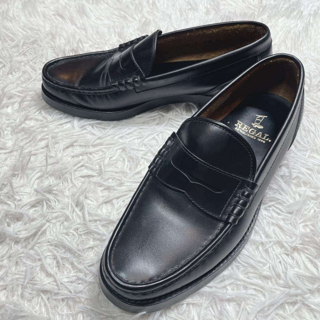極美品　リーガル　ローファー　レザー　ブラック　黒　25cm 極美品】REGAL リーガル 25cm レザータッセルローファー ブラック