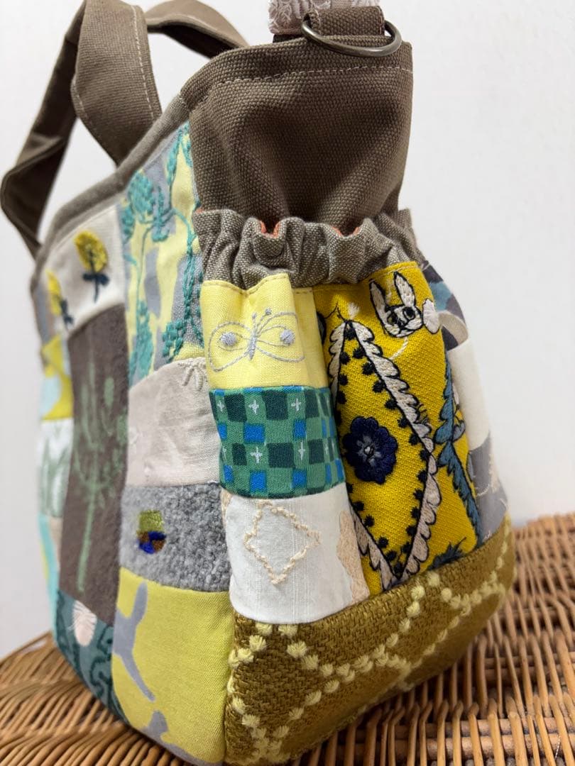 ミナペルホネン＊パッチギャザポケファスナートートL✂️ハンドメイド