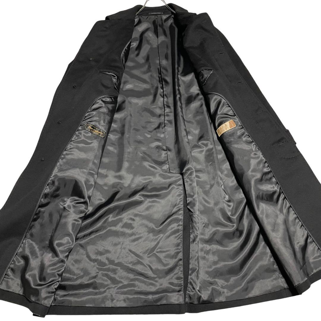 カシミヤ100%【vintage】高級感 マキシ丈比翼チェスターコート 黒 M