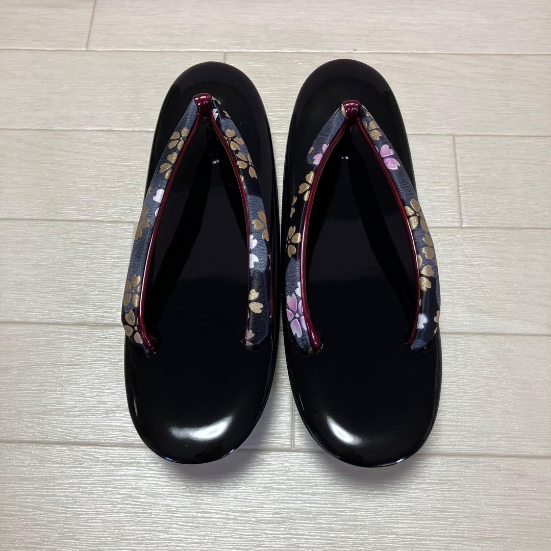 《未使用》草履バッグセット　舞桜　黒　成人式　24.5 箱付き