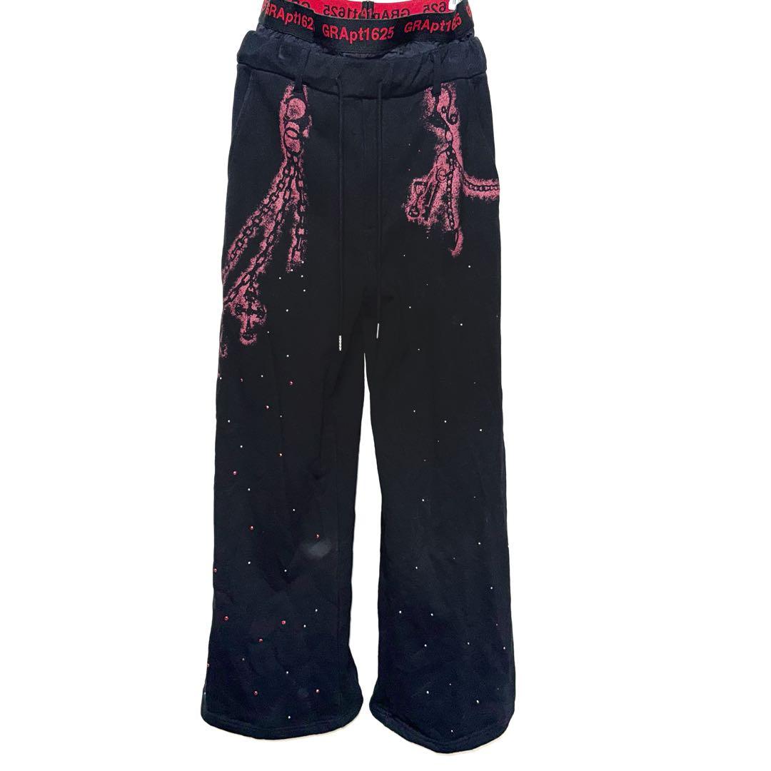 GRANCY ラインストーンデザインレイヤードスウェットパンツ - メルカリ