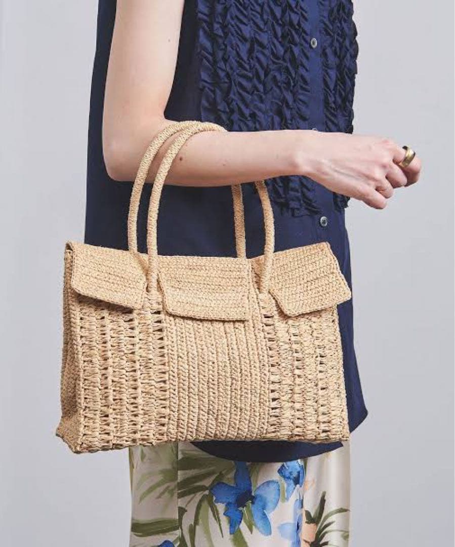 メゾンエヌアッシュパリ【美品】DAHLIA MINI Bag ラフィアバッグ