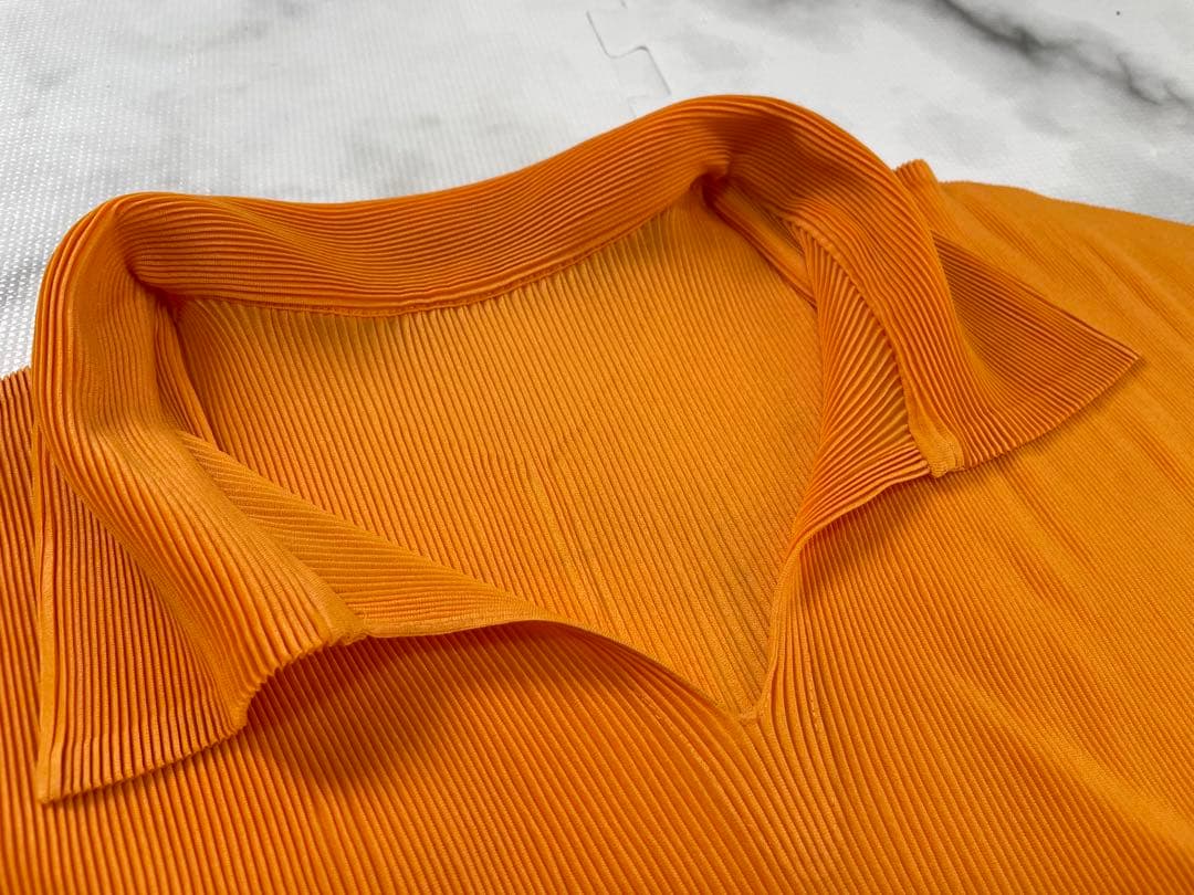 最終値下げ‼️ISSEY MIYAKE プリーツプリーズ ポロシャツ オレンジ