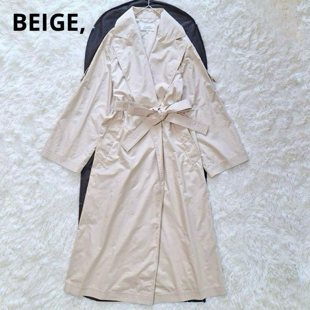 美品✨ベイジ トレンチコート ロングコート スプリング ウエストベルト L ウエストベルトブラックダブルロングコート（ruf_01789） | Pay ID