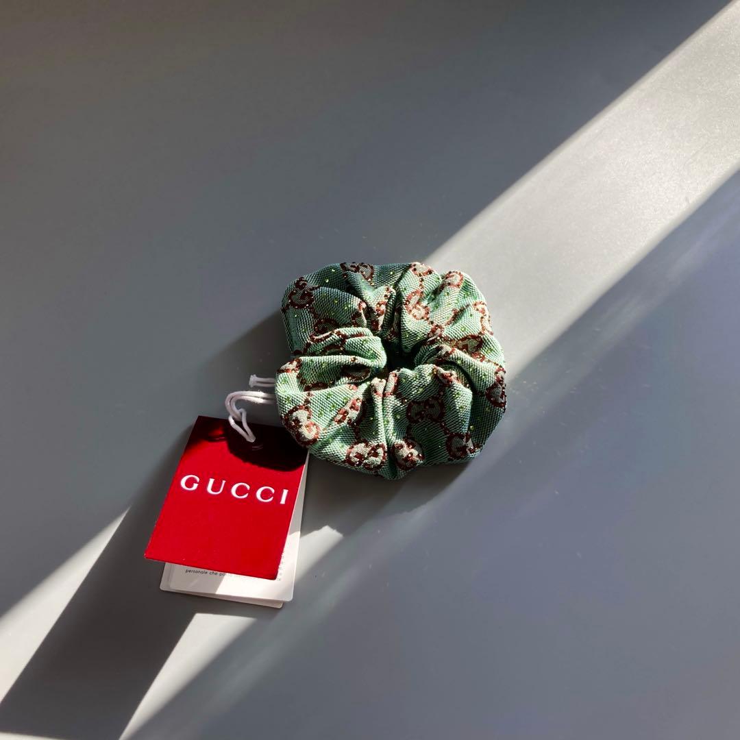 希少 新品 未使用 GUCCI グッチ シュシュ ヘアゴム GG ラインストーン