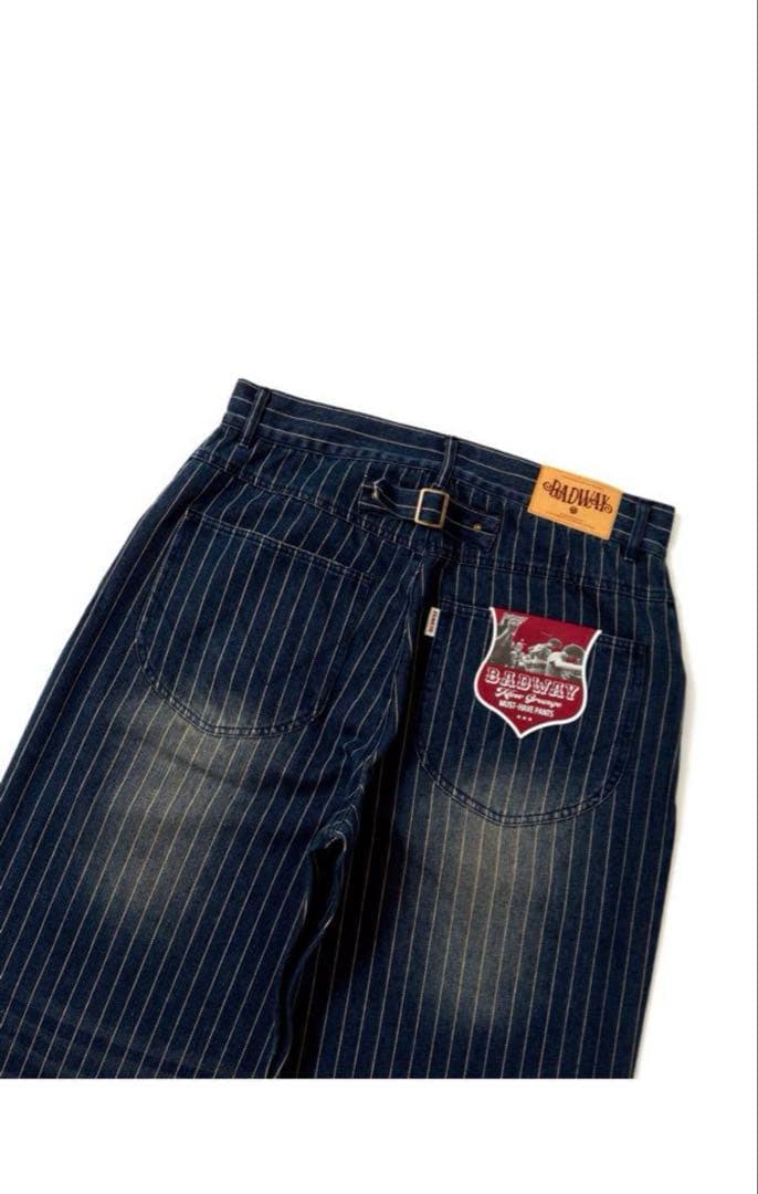 BADWAY Grunge stripe denim - メルカリ
