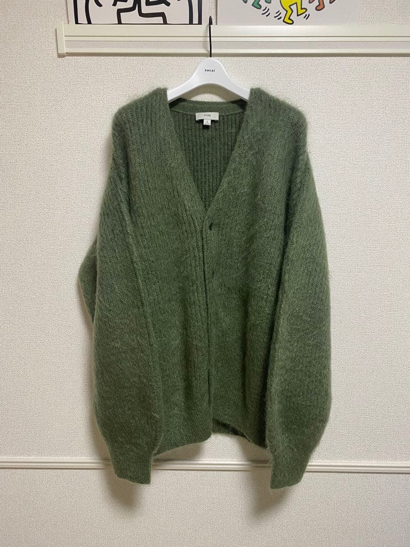 HYKE モヘアカーディガン 中古・古着通販】HYKE (ハイク) モヘアカーディガン グリーン サイズ:3