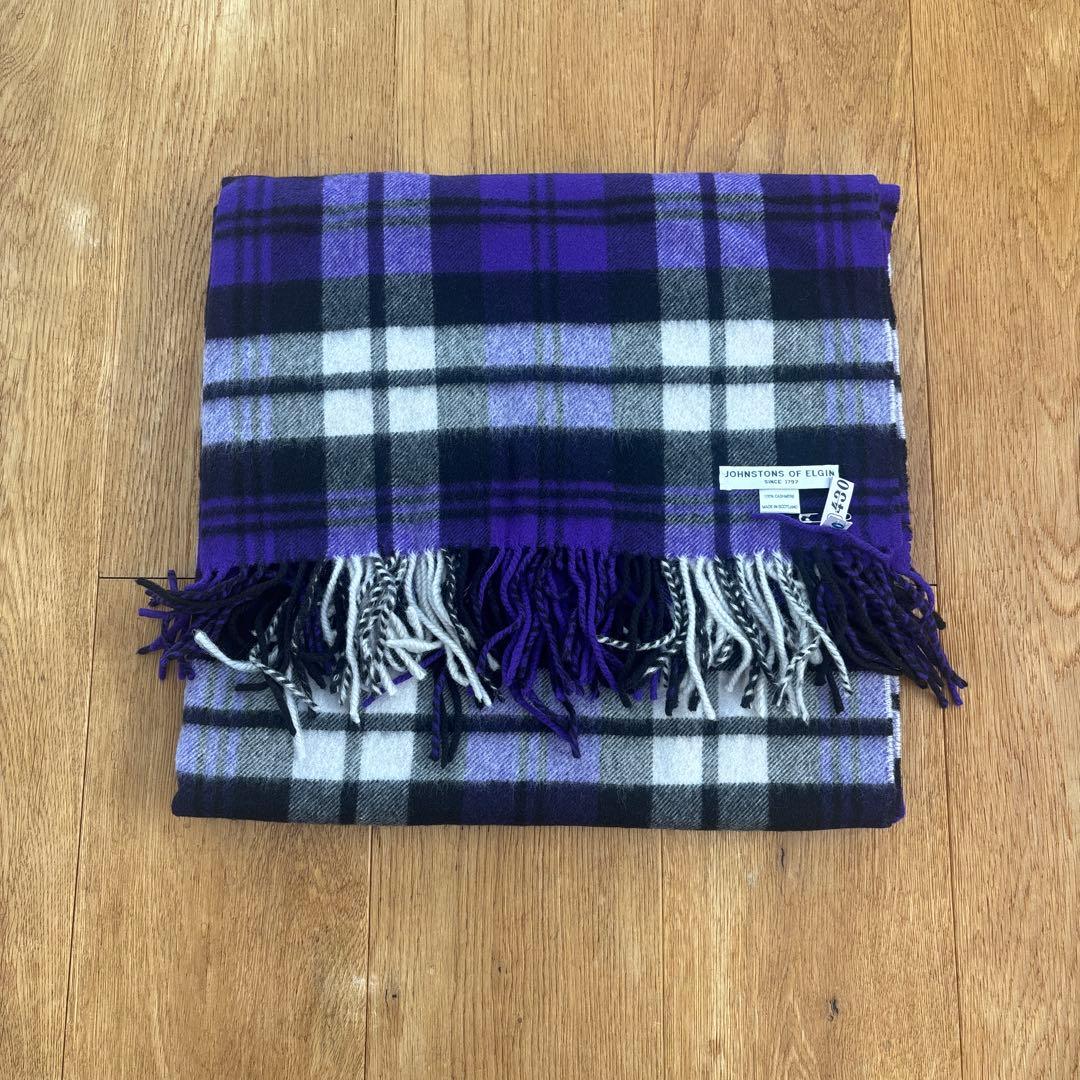 ジョンストンズ大判　drawer別注　ストール　紫 即決 廃盤希少 Drawer別注 ジョンストンズ カシミアストール パープル