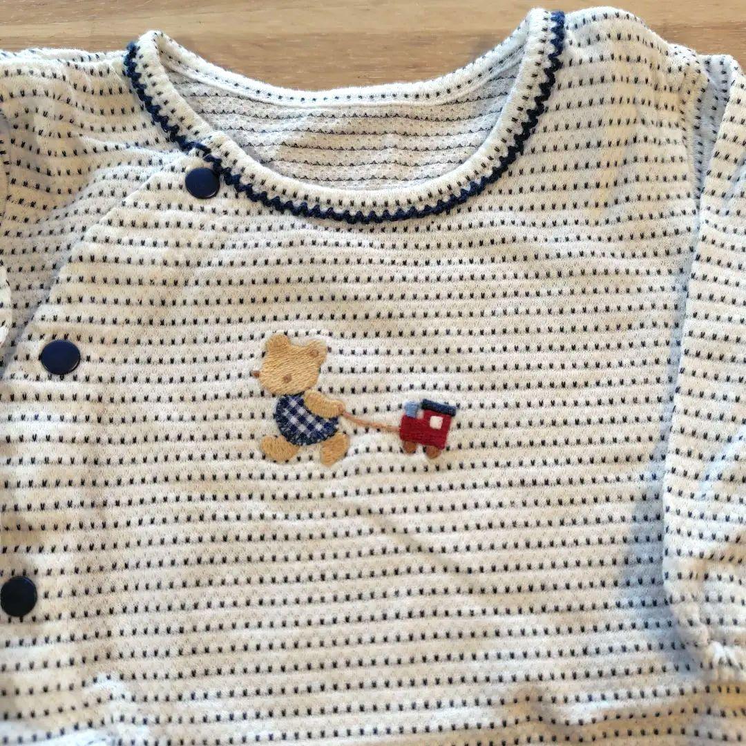 ファミリア ストライプ調 クマ刺繍ロンパース サイズ60 - メルカリ