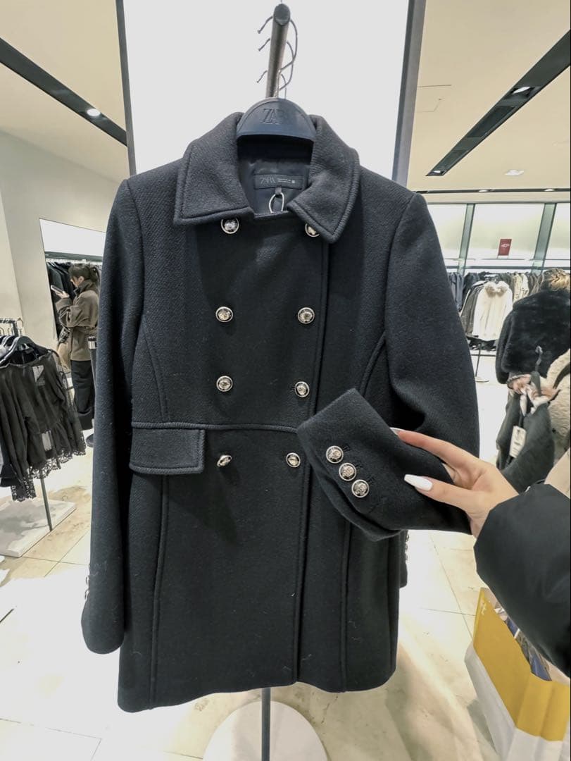ZARA ウール混紡ショート丈ダブルブレストコート Sサイズ - メルカリ