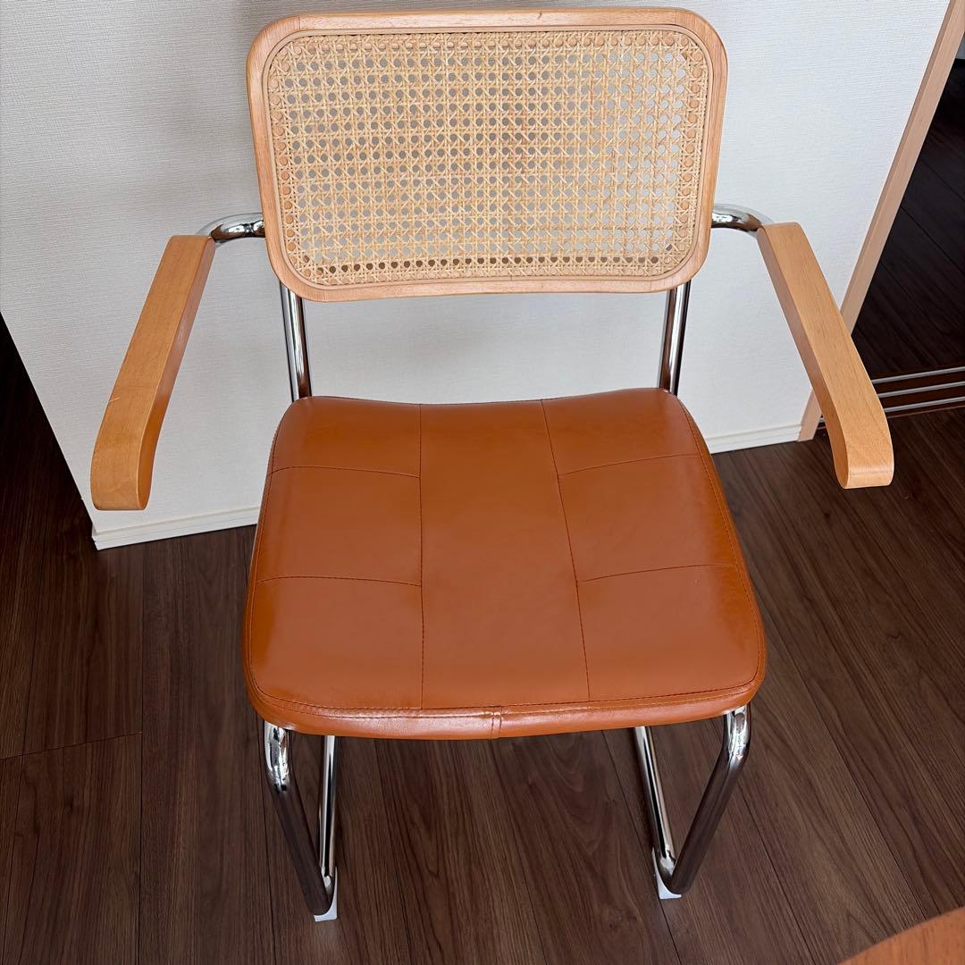 チェスカチェア リプロダクト 2脚セット ラタン材 オレンジクッション