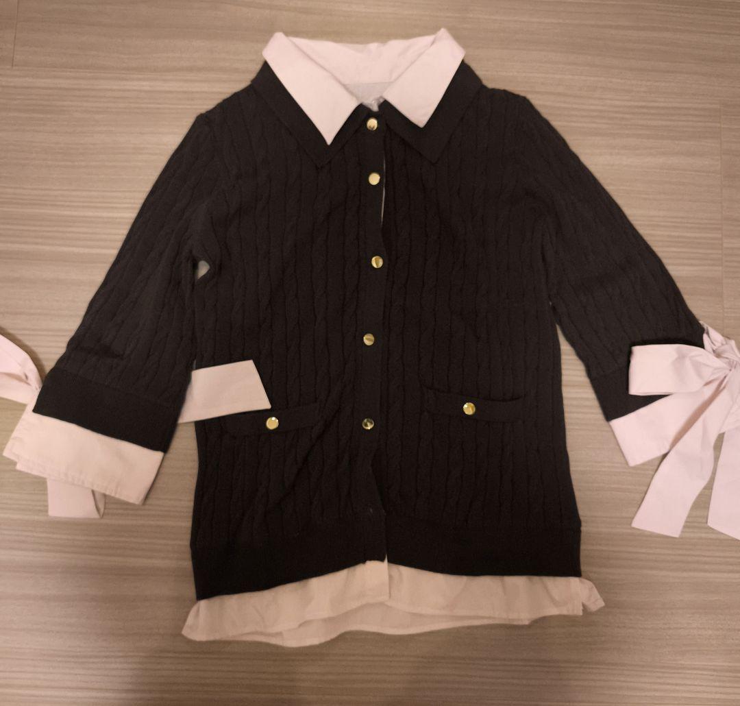 Apuweiser-riche袖リボンレイヤードリブニット - メルカリ