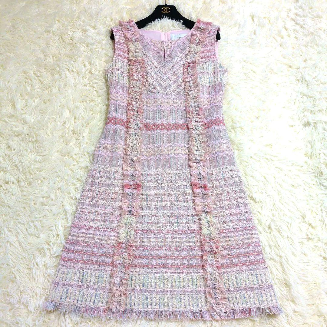 最高級✨️Rene MALHIA KENT社製 ツイードノースリーブワンピース 美品 定価15万円 Rene ルネ マリアケント ツイード ワンピース 送料