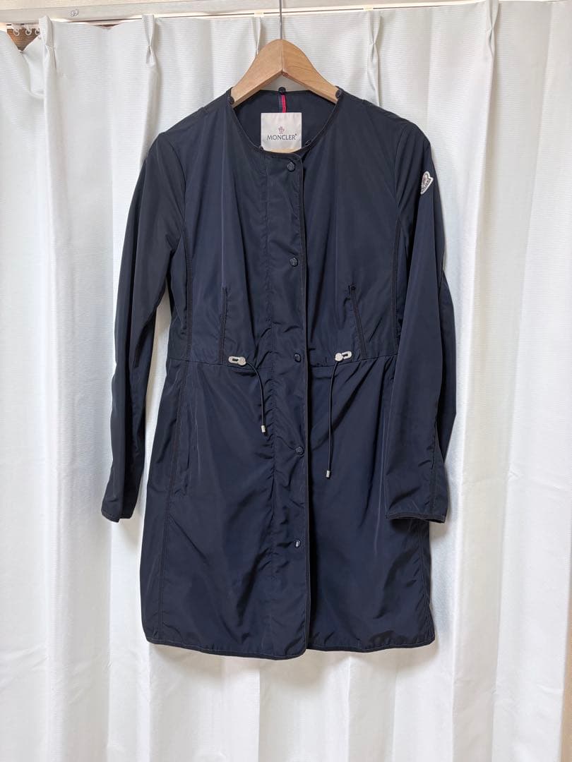 モンクレールANTHEMIS ネイビー フード付 ナイロン スプリングコート