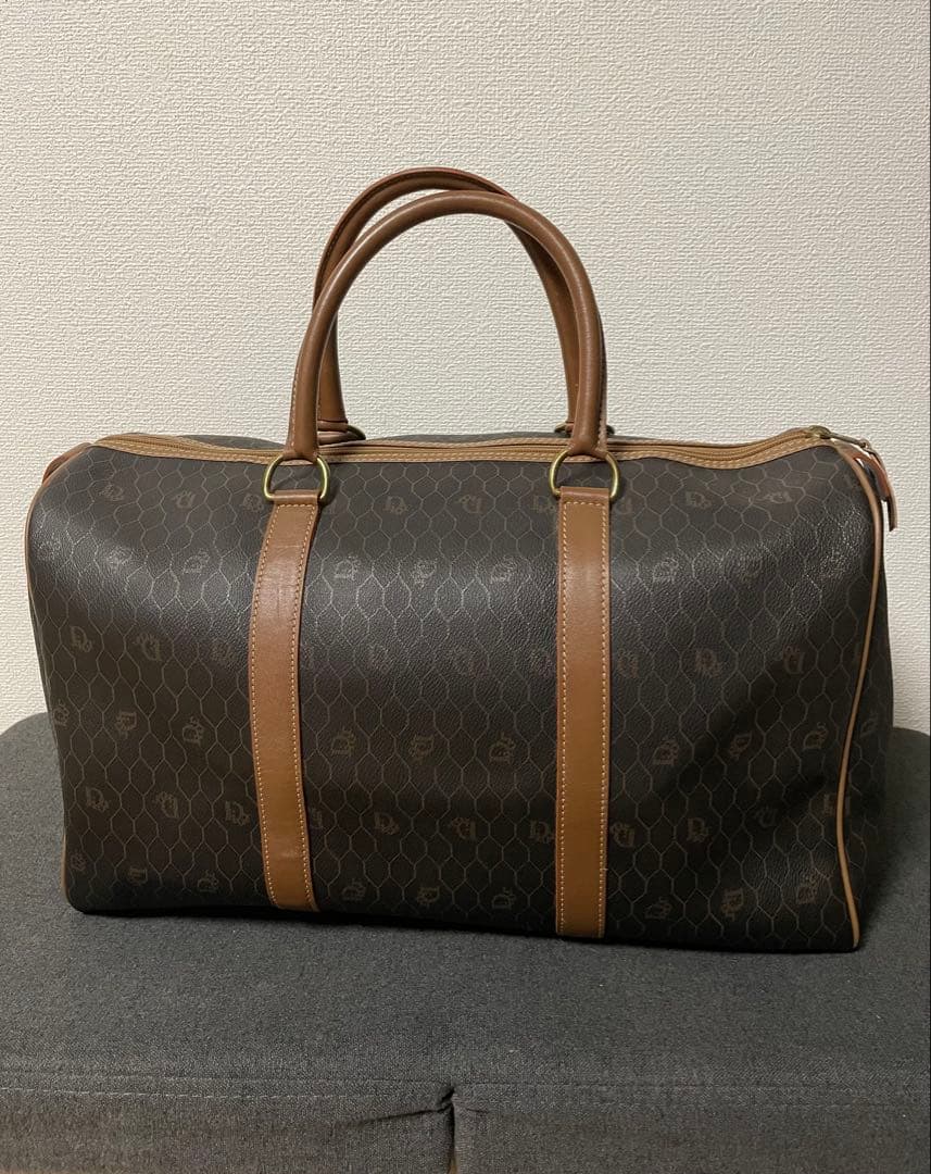《美品》 Christian Dior ボストンバッグ ブラウン ハニカム 旅行