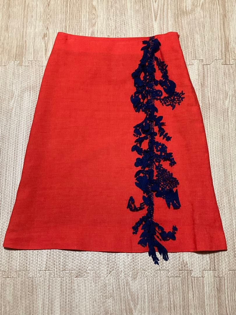 ミナペルホネン　スカート forest parade リネン　36 オレンジ ミナ ペルホネン×ポーター第2弾 トートバックなど全8型を数量限定で発売