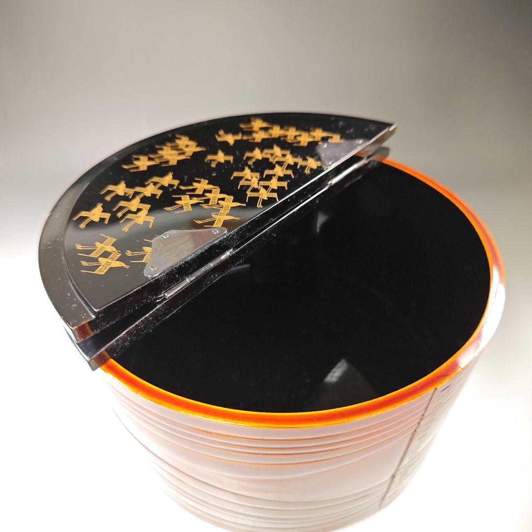 イ587 水指『蒔絵師　河原積善作』『春慶塗　鳥金蒔絵蓋　水指　共箱』茶道具