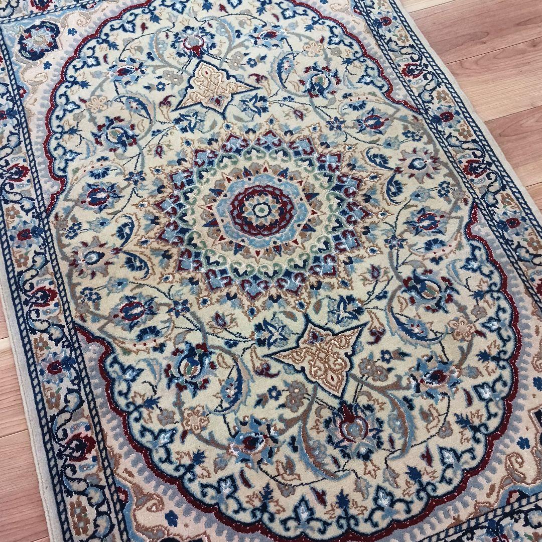 専用Y2617 ペルシャ絨毯 ナイン産 手織り ウール ラグ マット ペルシャ絨毯 ナイン産 約40cm x 61cm｜SATHI RUGS
