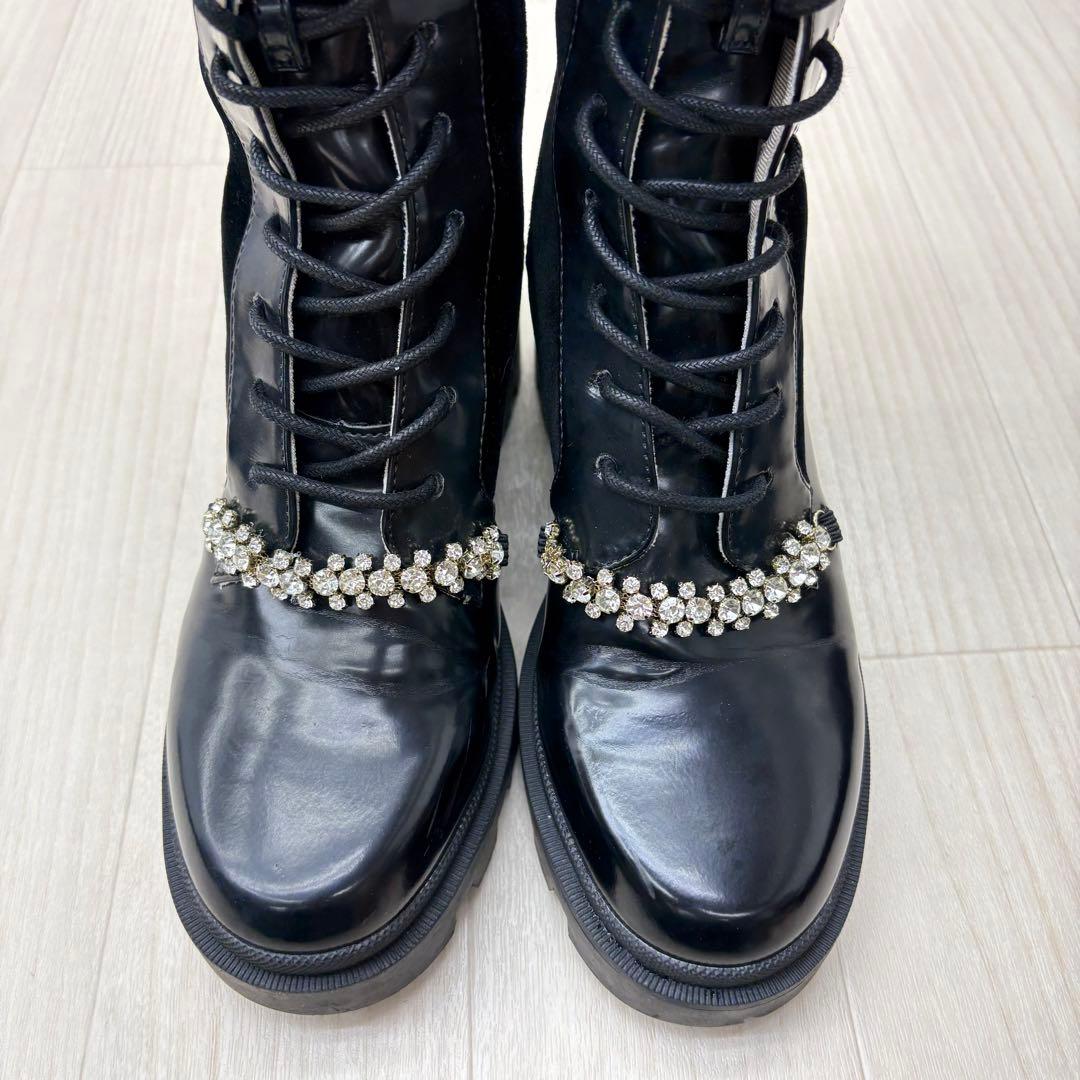 □ herlipto Crystal Lace-Up Ankle Boots - メルカリ