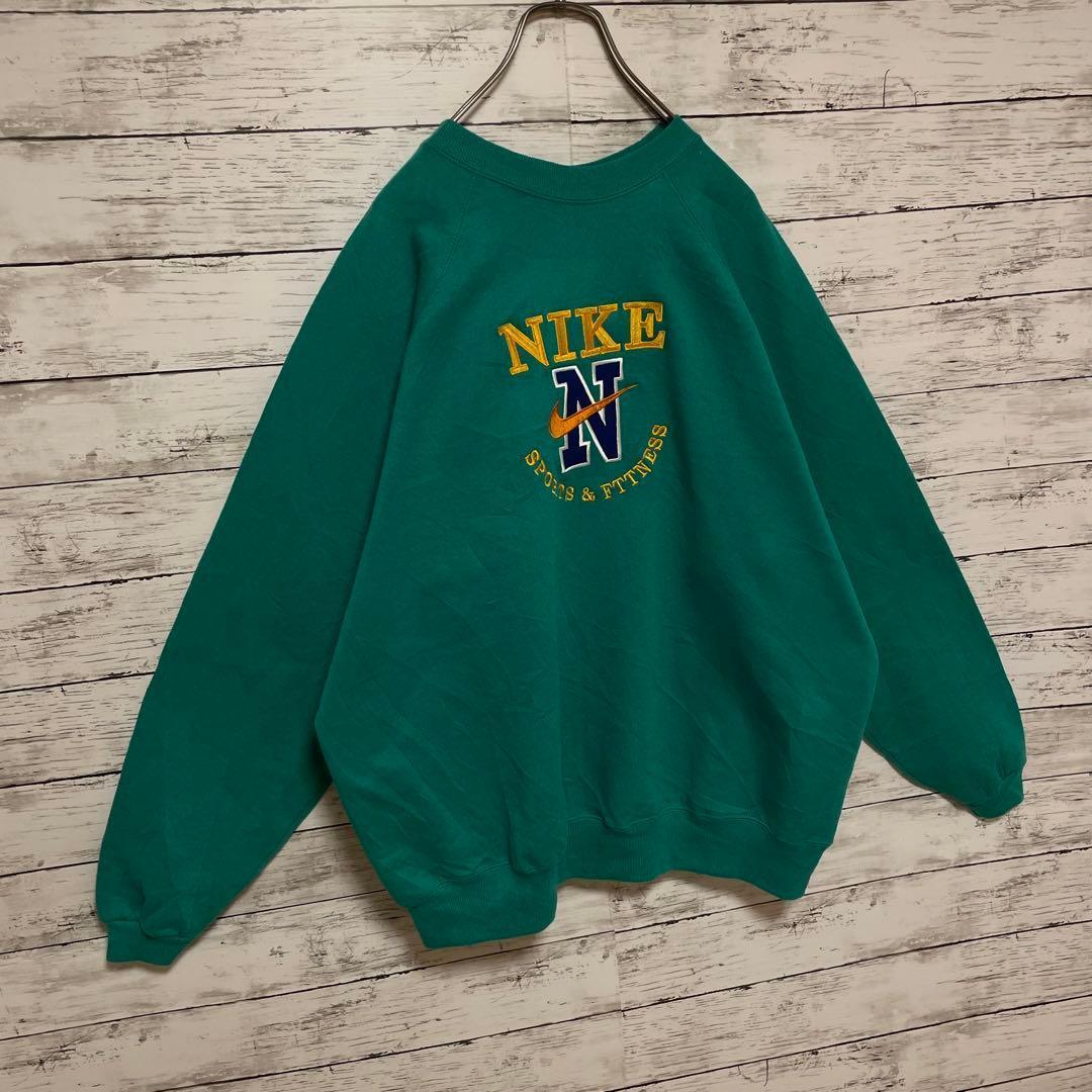 874【人気Lサイズ】ナイキ♤刺繍ビッグロゴ 90s 銀タグ スウェット入手