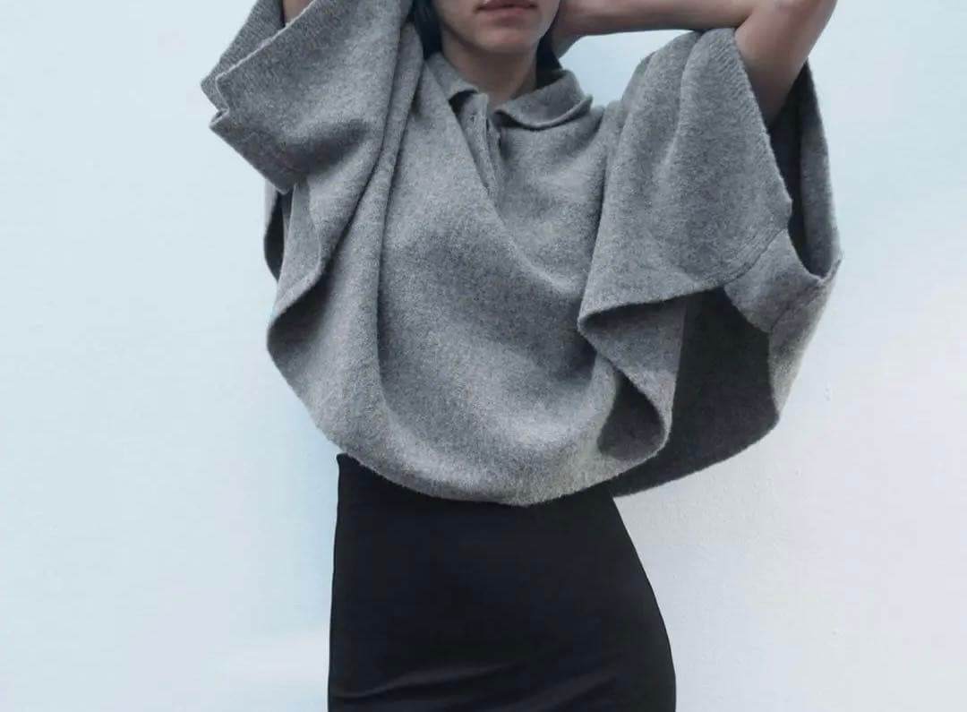 ZARA ニット ケープ ポロネック M ポンチョ 新品タグ付き - メルカリ