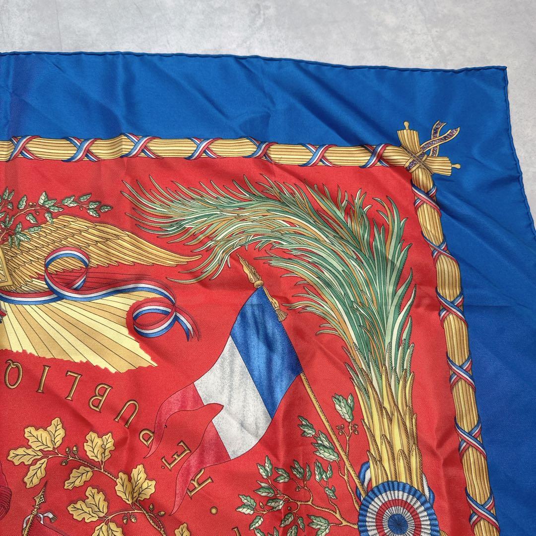 HERMES エルメス カレ90 シルク スカーフ フランス革命 ブルー系