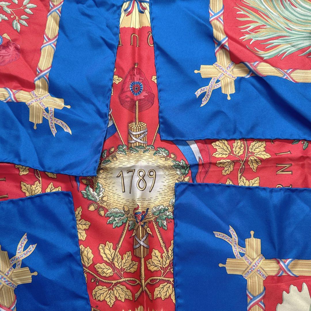 HERMES エルメス カレ90 シルク スカーフ フランス革命 ブルー系