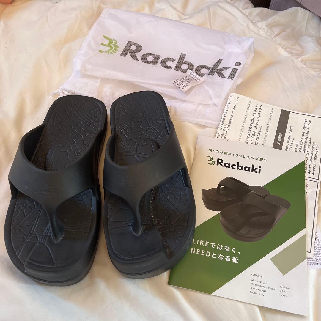 処分価格【袋付き】ラクバキ イージーサンダル　ブラック　Lサイズ 黒 イージーサンダル スリム | Racbaki