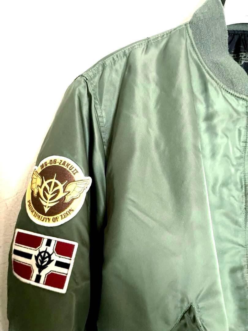 激レア ガンダム ジオン軍 MA-1 ワッペン フライトジャケット カーキ L