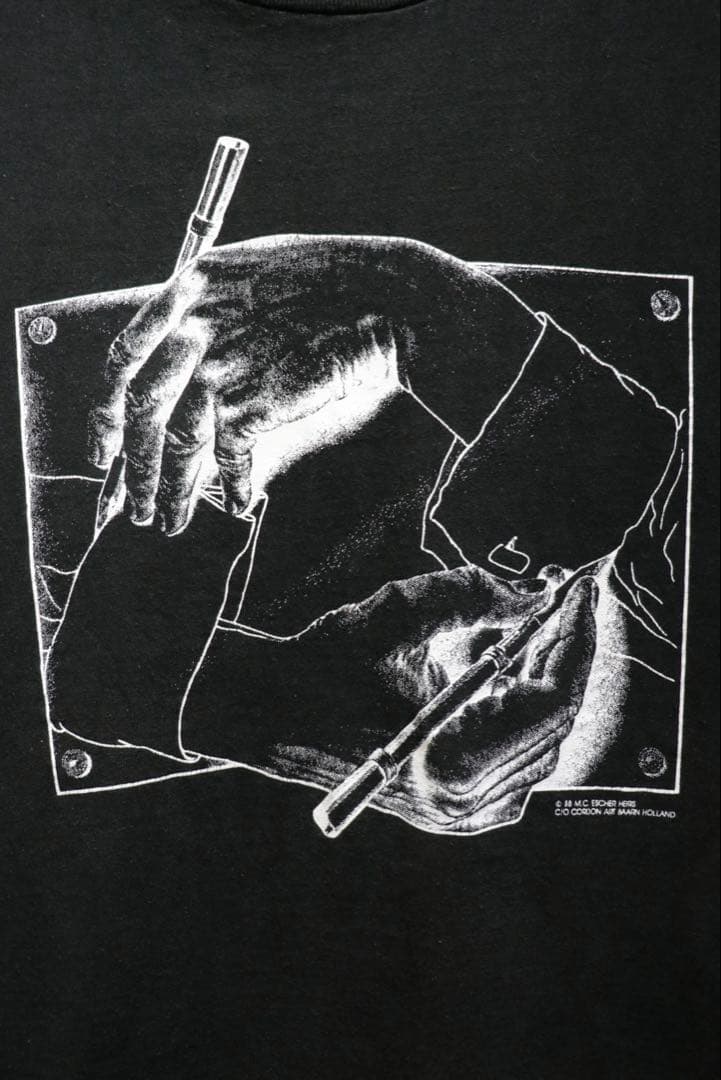 80s M.C.Escher エッシャー Tシャツ＋本 描く手 古着 ビンテージ