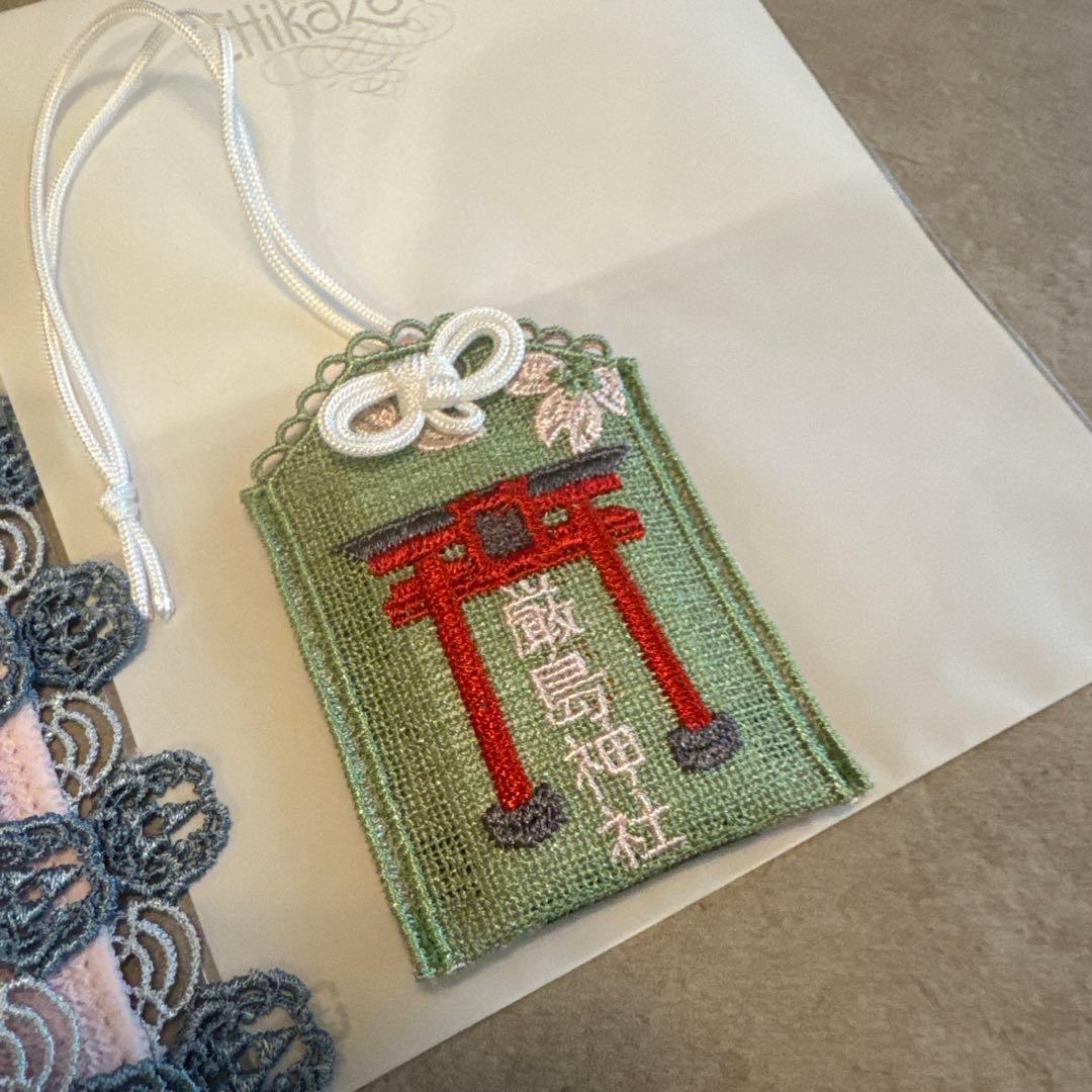 新品 近沢レース 元町 厳島神社 コラボ ハンカチ ピンク お守り セット