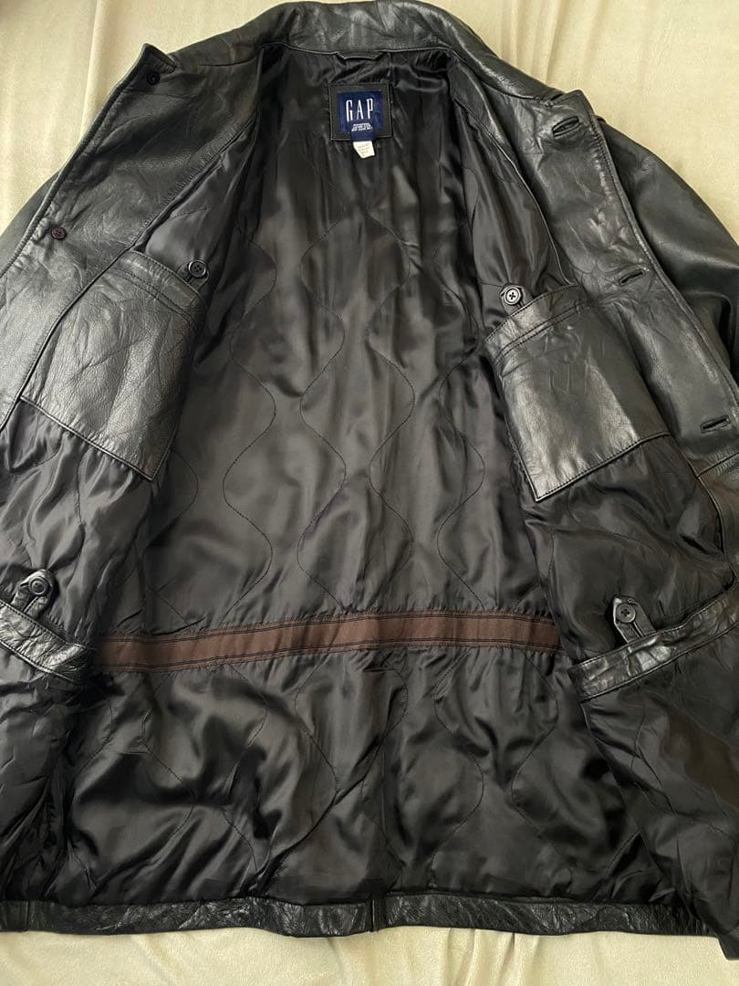 野村訓市氏着用 名作OLD GAP ブラックレザーカーコート Lサイズ - メルカリ