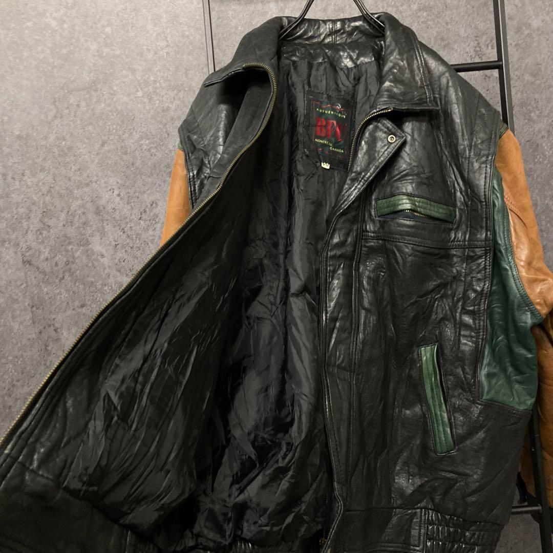 カナダ製《US古着》ヴィンテージ レザー ジャケット/ブルゾン メンズL-XL