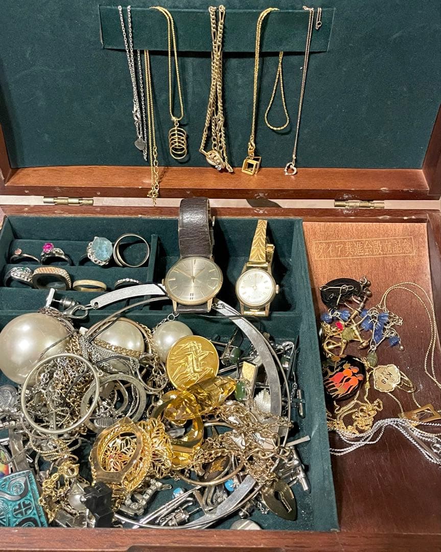 仮*王様 遺品整理 生前整理 アクセサリーまとめ売りK18 K14WG 10KP 遺品生前整理アクセサリーまとK18あこや真珠Silverネックレス、リング