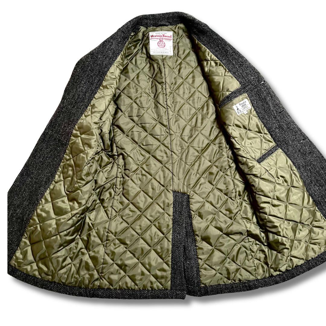 希少✨ハリスツイード チェスターコート キルティング ヘリンボーン 極