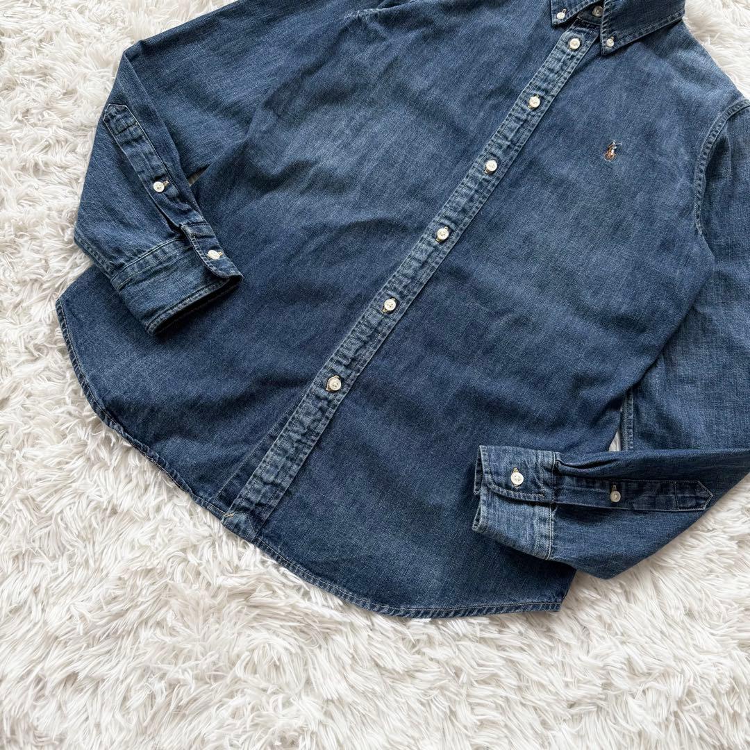 美品】ラルフローレン デニムシャツ インディゴ 藍染め 長袖 ポニー