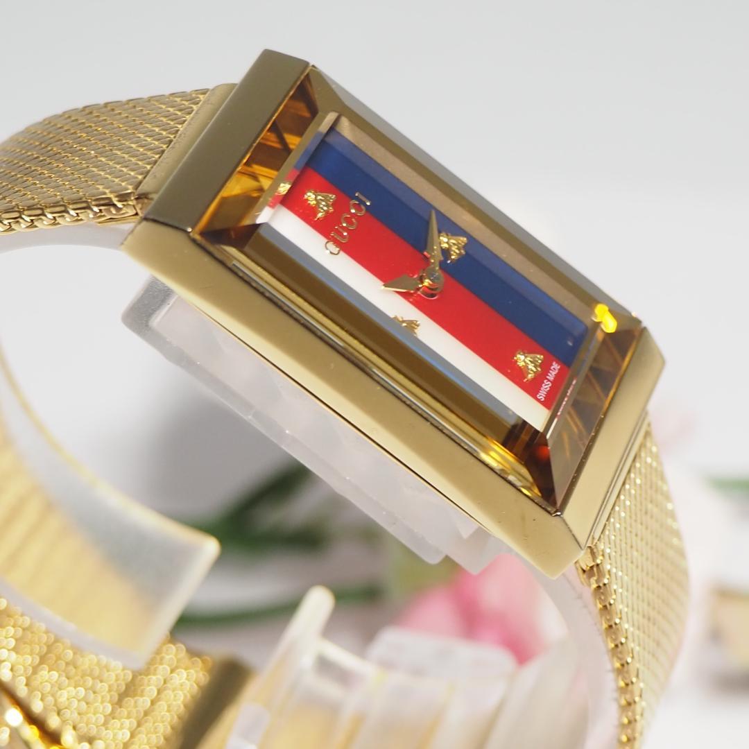 グッチ GUCCI 147.4 スクエア トリコロール文字盤 腕時計 箱 533