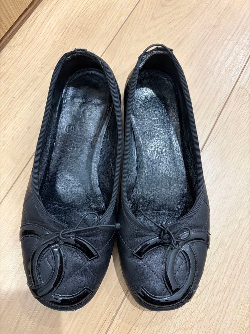 CHANEL ブラック バレエシューズ カンボン 35サイズ シャネル CHANEL♡シャネル フラットシューズ バレリーナ ペタンコ (CHANEL