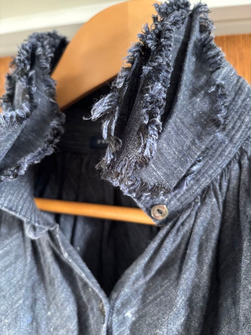 美品】yunahica インディゴリネン フリルブラウス サイズ2 - メルカリ