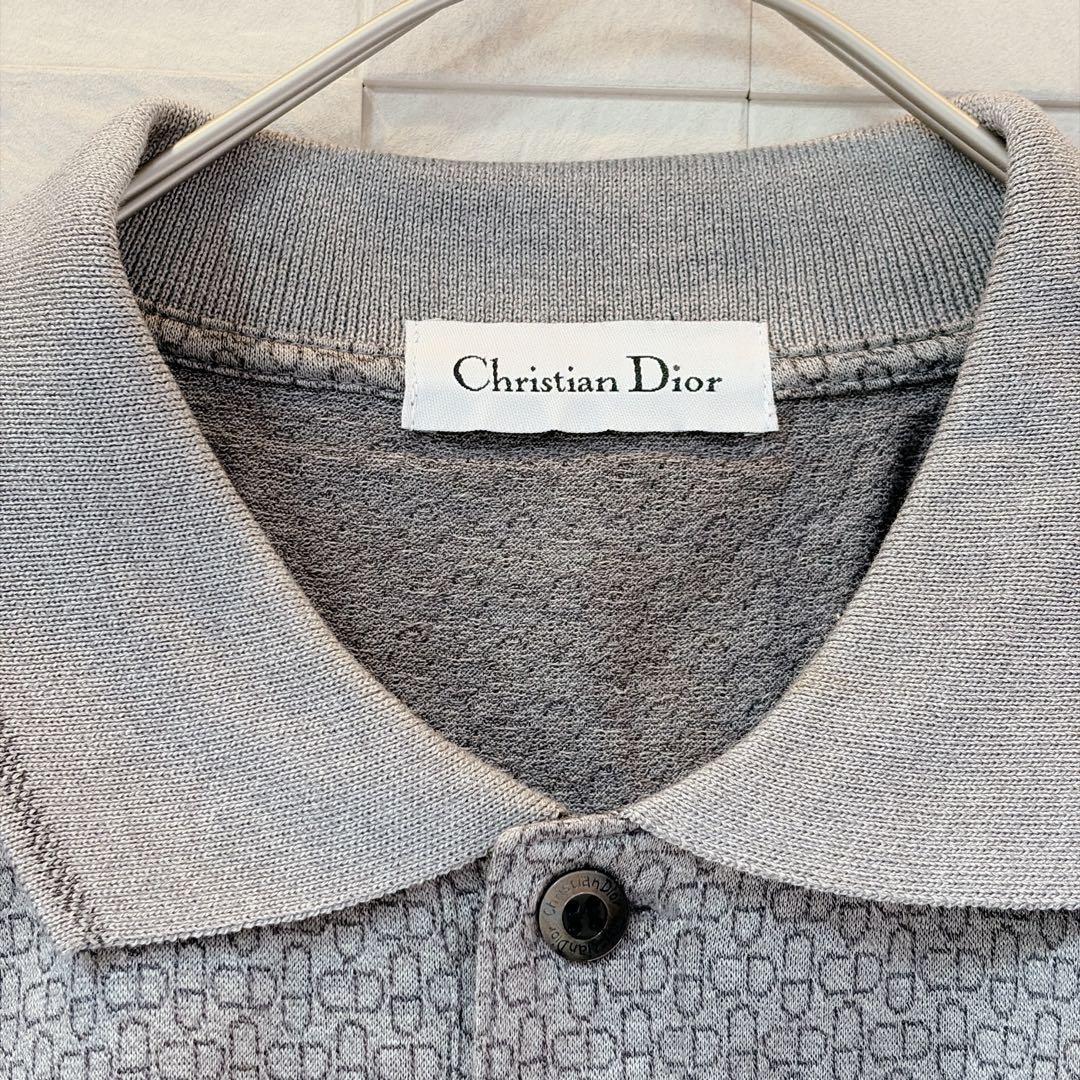 Christian Dior クリスチャンディオール 総柄半袖ポロシャツ グレー