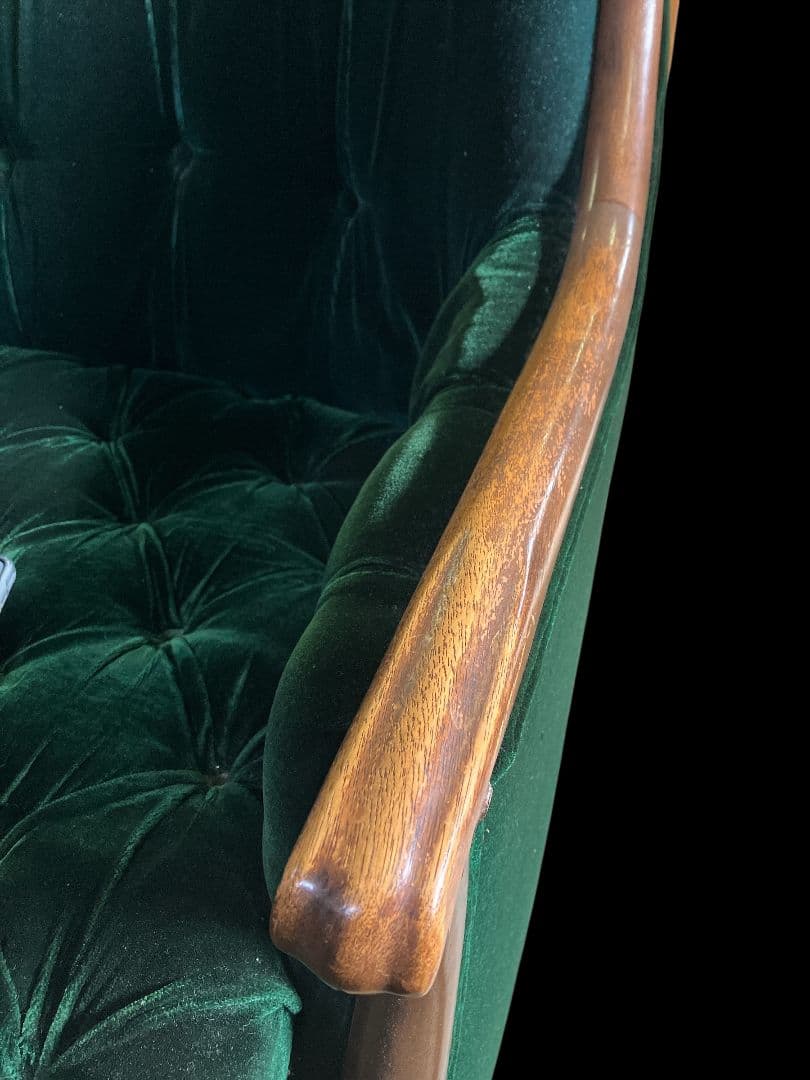 名作 マルニ木工 ベルサイユ 1人掛けソファ グリーン ベルベット