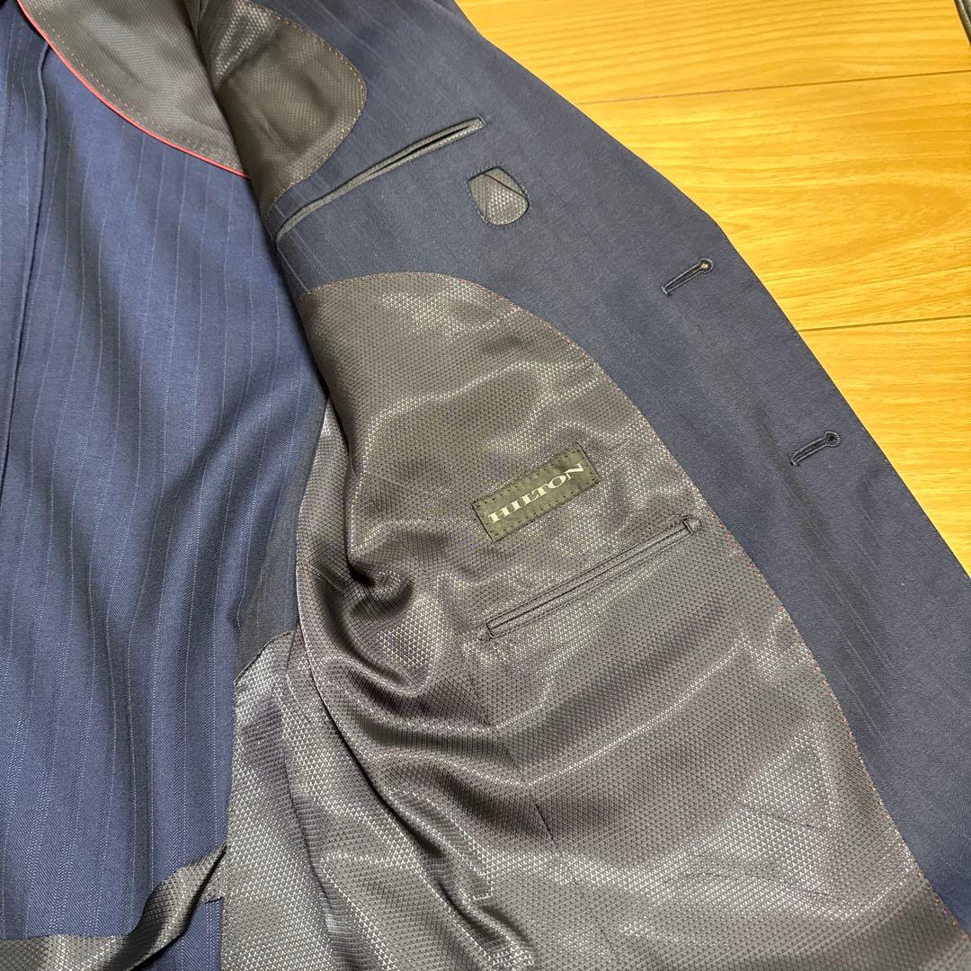 HILTON ネイビー ストライプ スーツ 洋服の青山 - メルカリ
