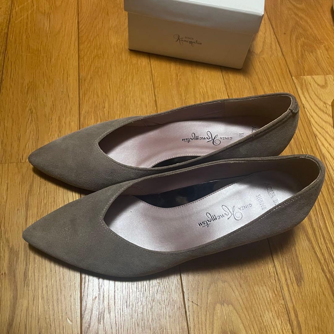 銀座かねまつ Kanematsu ベージュ ポインテッドトゥパンプス 23.5