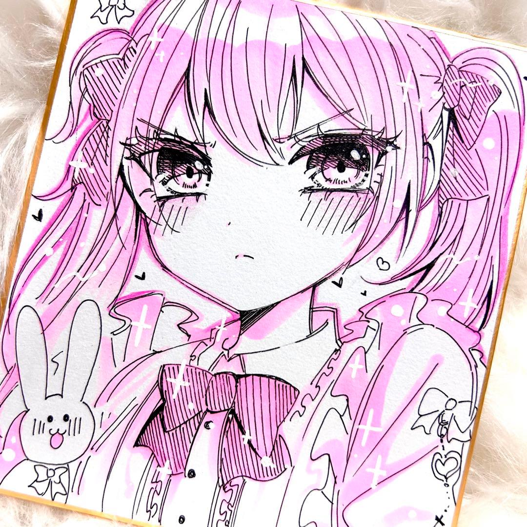 オリジナル手描きイラスト 色紙 アナログ - メルカリ