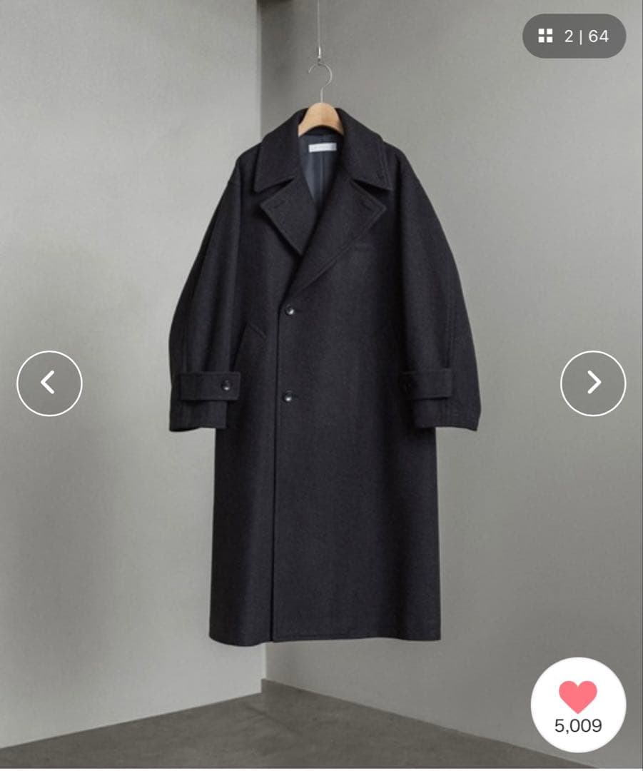 完売品&美品】WYM LIDNMダークグレー チェスターコート ベルト付き