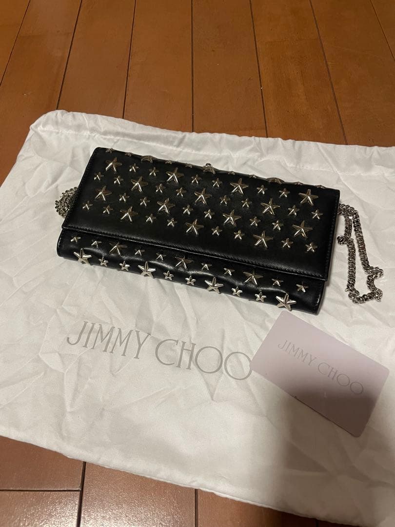JIMMY CHOO チェーンウォレット 煌めく美しさ【Jimmy Choo】CHERI クリスタルチェーンウォレット