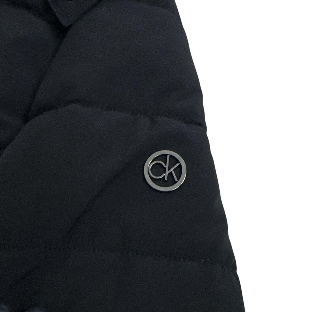 極美品 カルバンクライン 中綿 ロングコート 黒 L ファー付 ロゴ