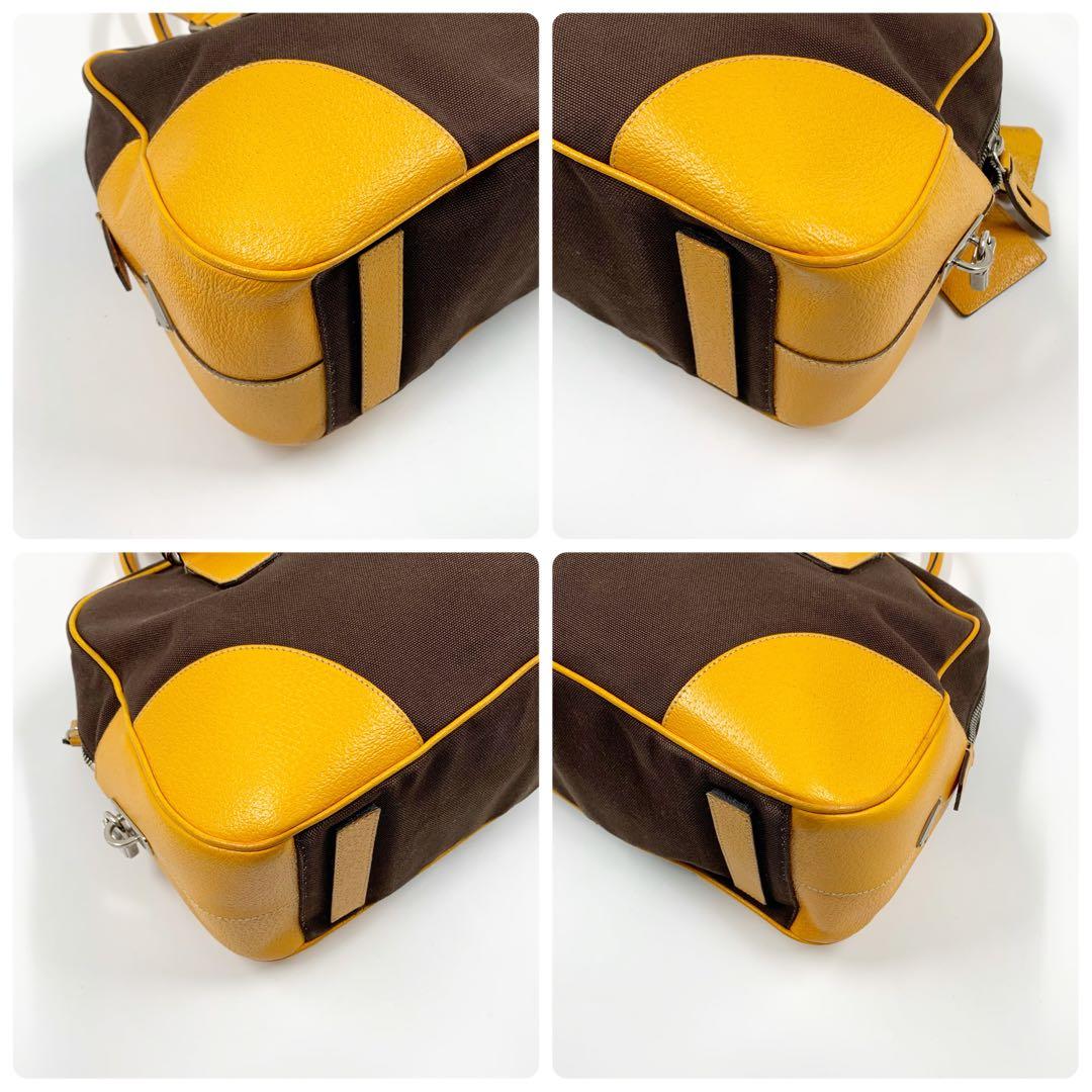 ✨美品✨】プラダ ミニボストンバッグ 三角ロゴ レザー ブラウン