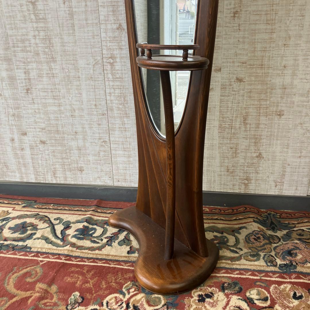 昭和レトロ 松永工房 カンティーニュ 木製姿見 全身鏡 スタンドミラー