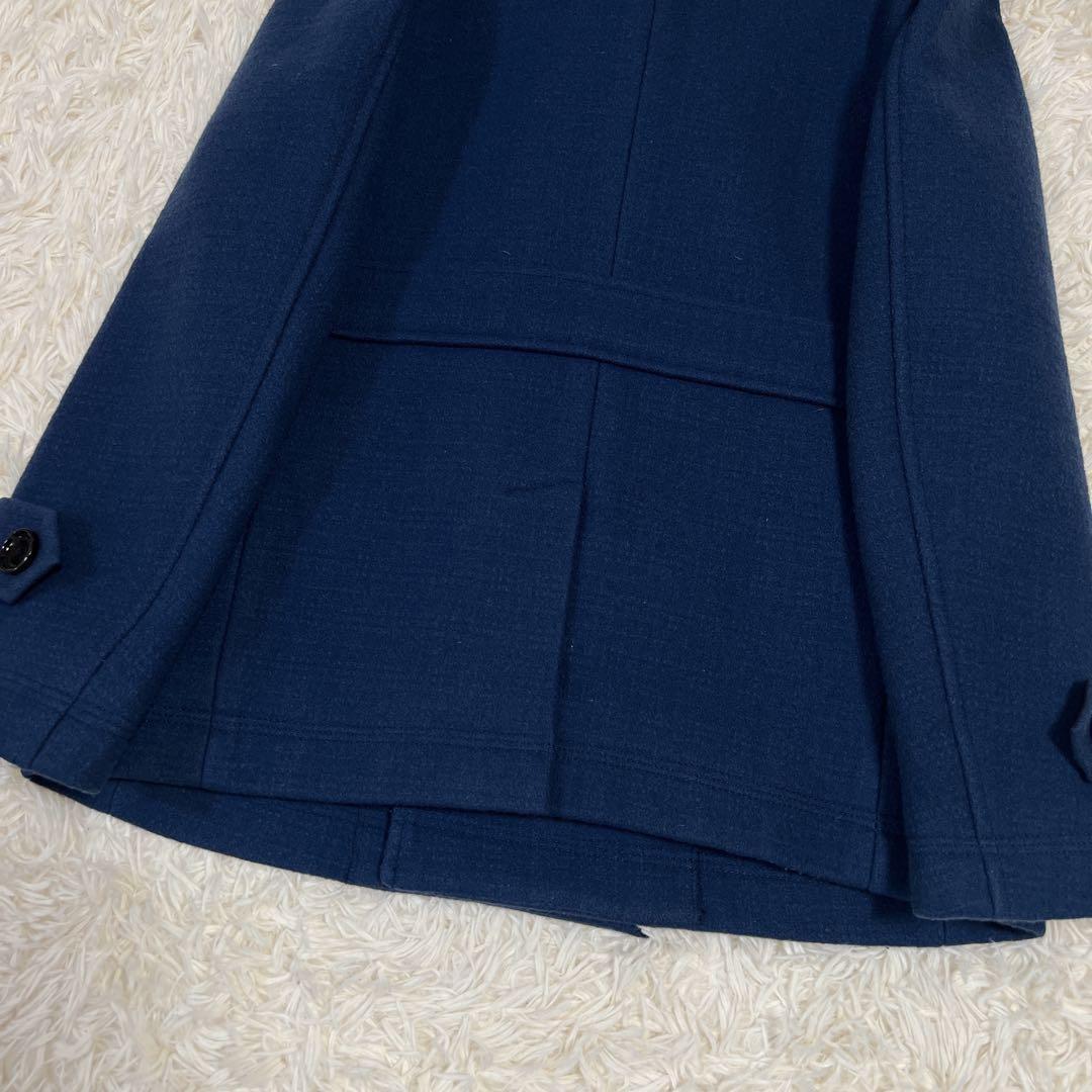 《極美品》バーバリー ブラックレーベル ウール Ｐコート 青 ダブルジャケット